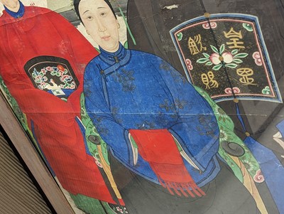 Lot 2 - A CHINESE TRIPLE ANCESTRAL PORTRAIT