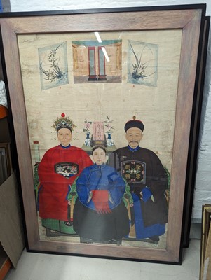 Lot 2 - A CHINESE TRIPLE ANCESTRAL PORTRAIT