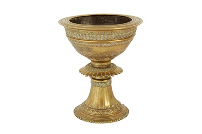 Lot 285 - A LARGE INDIAN BRASS CHALICE-SHAPED INCENSE BURNER