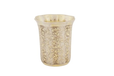 Lot 247 - A Nicholas I mid-19th century Russian 84 zolotnik silver gilt beaker, Moscow 1844 by Pavel Fedorovich Sazikov