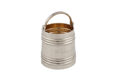 Lot 249 - A Nicholas II late 19th century Russian 84 zolotnik silver vodka pail, Saint Petersburg 1896 by Nikolay Fedorovic Kemper retailed by B. Morozov