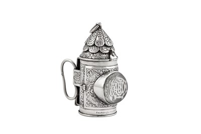 Lot 68 - A rare Victorian sterling silver novelty vinaigrette and sewing companion, London 1875 by Thomas Johnson I, retailed by Walter Thornhill