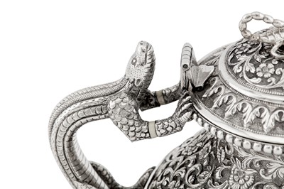 Lot 228 - A fine late 19th century Anglo – Indian silver teapot, Cutch, Bhuj circa 1880 by Oomersi Mawji (active 1860-90)