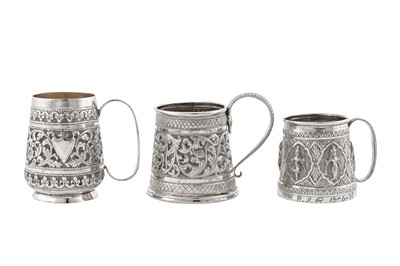 Lot 173 - An early 20th century Anglo – Indian silver christening mug, Bombay or Poona dated 1908
