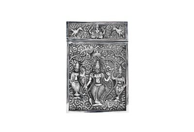 Lot 49 - A rare late 19th / early 20th century Anglo - Indian unmarked silver card case, Trichinopoly circa 1900