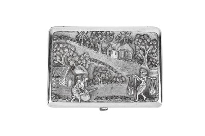Lot 54 - An early 20th century Anglo – Indian unmarked silver cigar case, Calcutta circa 1910