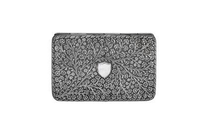 Lot 137 - An early 20th century Anglo – Indian unmarked silver cigarette case, Kashmir circa 1910