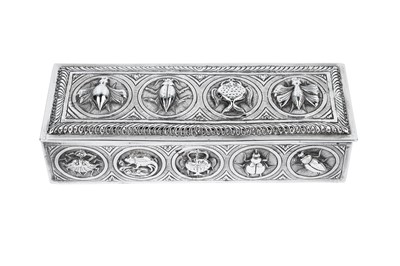 Lot 40 - A rare late 19th century Anglo – Indian unmarked silver dressing table box, Madras circa 1890