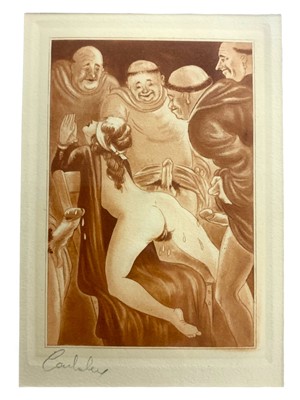Lot 298 - SIX EROTIC AQUATINTS IN SEPIA
