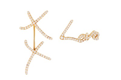 Lot 93 - Stephen Webster | A pair of gold and diamond 'Neon Love and Kisses' earrings, 2015