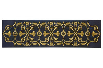 Lot 528 - AN OTTOMAN METAL THREAD-EMBROIDERED BLUE SILK PANEL