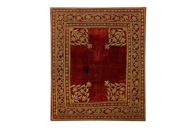 Lot 508 - A CRIMSON RED VELVET MASNAD (FLOOR COVER)