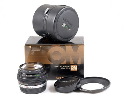 Lot 255 - An Olympus OM Auto-W 18mm f3.5 Extreme Wide Angle Lens.