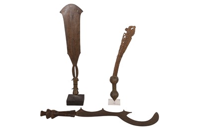 Lot 158 - GROUP OF THREE AFRICAN TRIBAL SWORDS