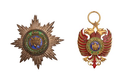 Lot 355 - ORDER OF SKANDERBERG COMMANDERS NECK BADGE AND BREAST STAR