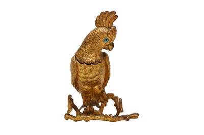Lot 241 - A VICTORIAN ORMOLU NOVELTY COCKATOO INKWELL, 1860