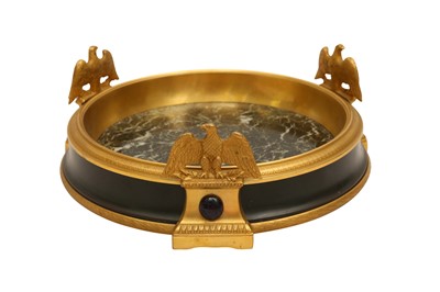 Lot 235 - A FRENCH NAPOLEON III BRASS AND GREEN MARBLE DESK STAND