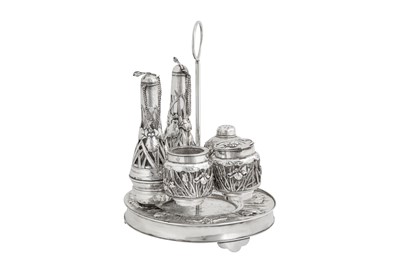 Lot 194 - An early 20th century Japanese silver cruet set, Yokohama circa 1920