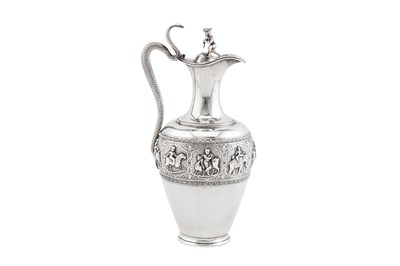 Lot 50 - A late 19th century Anglo – Indian silver claret jug or ewer, Bangalore circa 1890 retailed by A. Bhicajee and Co of Bombay