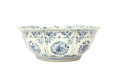 Lot 195 - A CHINESE BLUE AND WHITE FOLIATE PUNCH BOWL