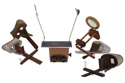 Lot 76 - Various Holmes Style Hand-Held Stereo Viewers & Extra Parts.