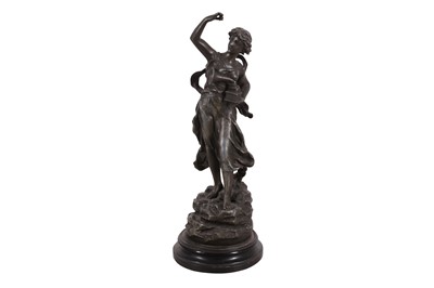 Lot 22 - A Spelter Figure Of A Lady With A Gramophone