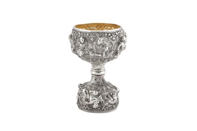 Lot 10 - An early 20th century Burmese unmarked silver double spirit measure (jigger), Rangoon circa 1920