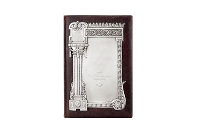 Lot 369 - AN EARLY 20TH CENTURY RUSSIAN LEATHER AND SILVER MOUNTED DOCUMENT CASE