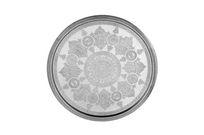 Lot 463 - A LARGE MAMLUK-REVIVAL TINNED COPPER TRAY BY GIUSEPPE (YUSEF) PARVIS