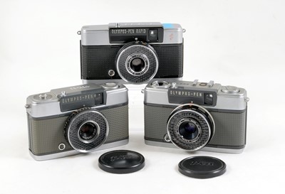 Lot 111 - Olympus Pen & Rapid Half Frame Cameras.