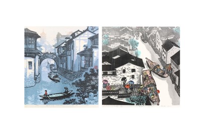 Lot 76 - TWO PRINTS BY WANG MIAN 王勉 (b. 1940) AND ZHOU DAMING 周達明 (b. 1938)