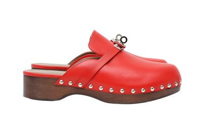 Lot 36 - Hermes Red Carlotta Clog Mule - Size 37