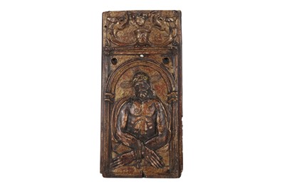 Lot 197 - A SPANISH 16TH-CENTURY CARVED AND GILT PANEL