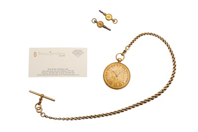 Lot 76 - POCKET WATCH: OPEN FACED POCKET WATCH 18K WITH 18K FOB