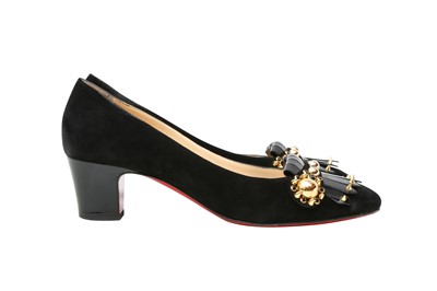 Lot 357 - Christian Louboutin Black Kiltie Block Heeled Pump - Size 39.5