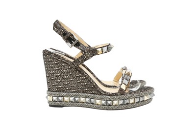 Lot 628 - Christian Louboutin Black Pyraclou Wedge Sandal - Size 40