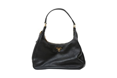 Lot 387 - Prada Black Logo Hobo Bag