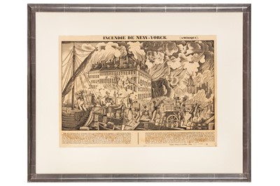 Lot 406 - Incendie de New Yorck (Amerique)  wood engraving.[c. 1835]