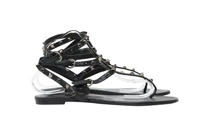 Lot 606 - Valentino Black Rockstud No Limit Flat Sandal - Size 41.5
