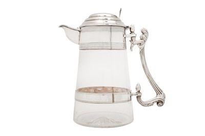 Lot 107 - A VICTORIAN WILLIAM HUTTON & SONS SILVER PLATED CLARET JUG