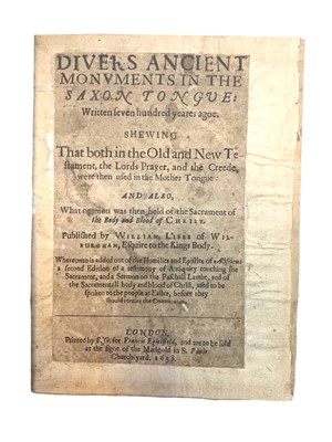 Lot 193 - L'Isle. 
 Divers ancient monuments in the Saxon tongue....1638