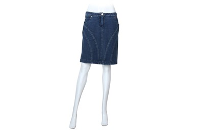 Lot 126 - Chanel Denim Panelled Straight Skirt - Size 40