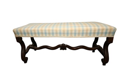 Lot 209 - A 19TH CENTURY FRENCH WALNUT STOOL OR BENCH