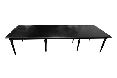 Lot 449 - AN OKA EXTENDABLE EBONISED DINING TABLE