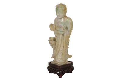 Lot 250 - A CARVED JADE FIGURE