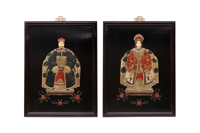 Lot 1398 - TWO CHINESE HARDSTONE-INLAID WOOD PANELS