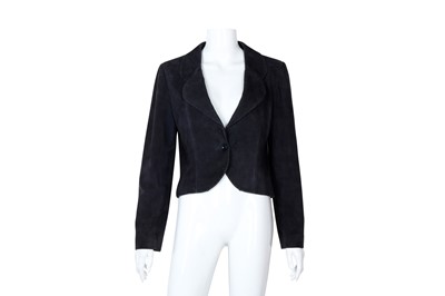 Lot 166 - Chanel Navy Suede Short Blazer - Size 38