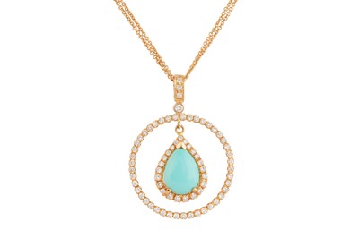 Lot 195 - A turquoise and diamond pendant necklace