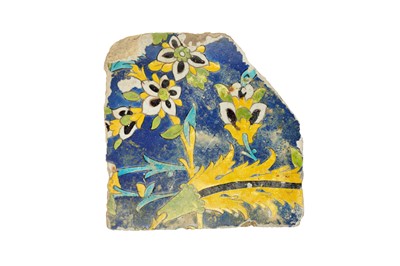 Lot 236 - A SAFAVID CUERDA SECA POTTERY TILE