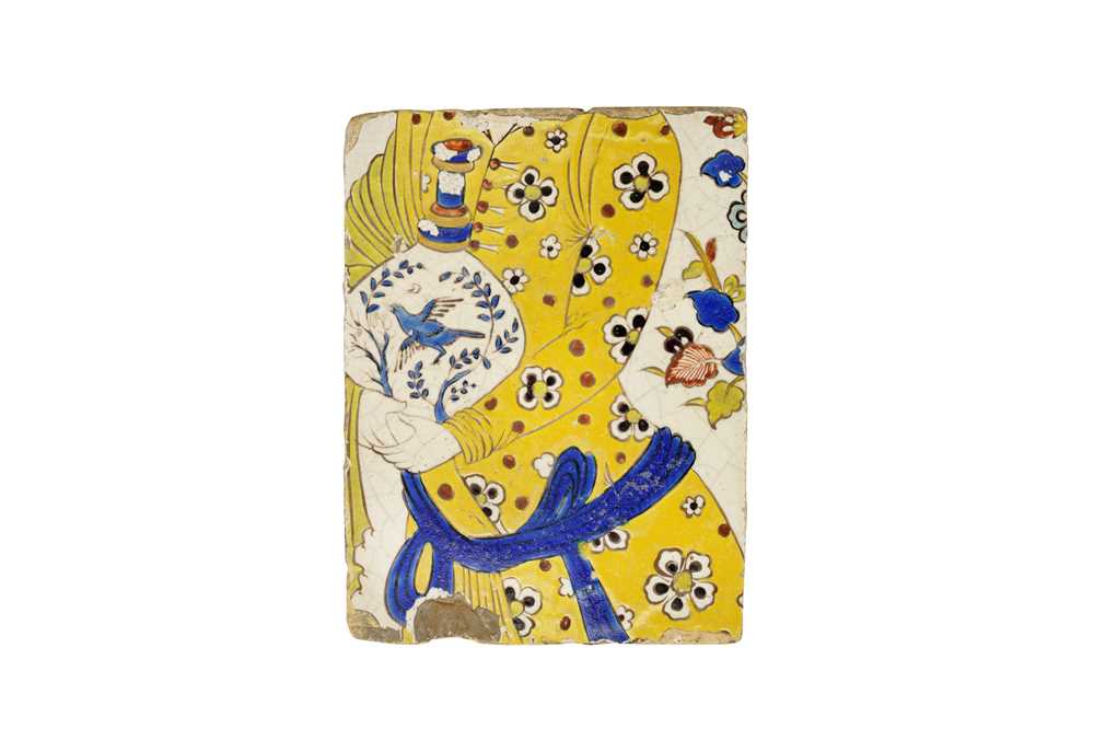 231 - A SAFAVID CUERDA SECA POTTERY TILE
